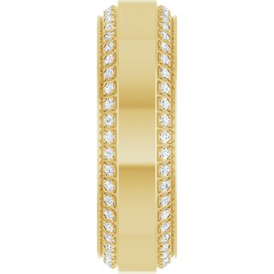 14K Yellow Gold 7 mm Beveled-Edge Flat Men's Band . 126525:236:P