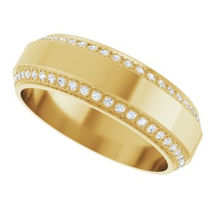 14K Yellow Gold 7 mm Beveled-Edge Flat Men's Band . 126525:236:P