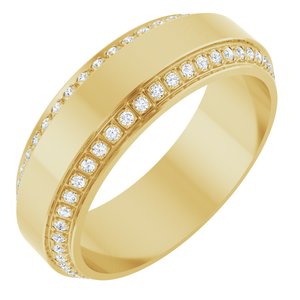 14K Yellow Gold 7 mm Beveled-Edge Flat Men's Band . 126525:236:P