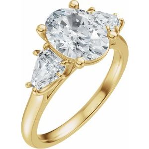 14K Yellow Gold 9x7 mm Oval 3/4 CTW Diamond Three-Stone Engagement Ring. 689467:LG706:P