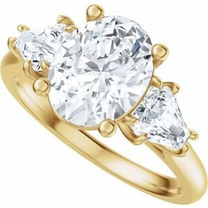 14K Yellow Gold 9x7 mm Oval 3/4 CTW Diamond Three-Stone Engagement Ring. 689467:LG706:P