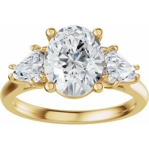14K Yellow Gold 9x7 mm Oval 3/4 CTW Diamond Three-Stone Engagement Ring. 689467:LG706:P