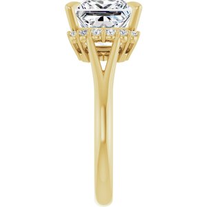 14K Yellow Gold 8x8 mm Square Accented Engagement Ring. 127122:166:P