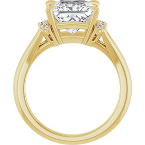 14K Yellow Gold 8x8 mm Square Accented Engagement Ring. 127122:166:P