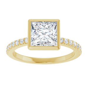 14K Yellow Gold Bezel-Set 6.5x6.5 mm Square Accented Engagement Ring. 127161:406:P
