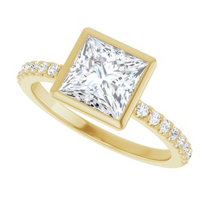 14K Yellow Gold Bezel-Set 6.5x6.5 mm Square Accented Engagement Ring. 127161:406:P
