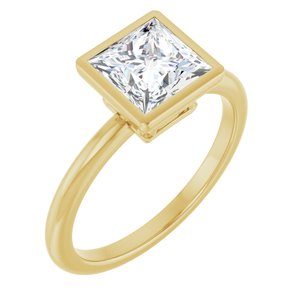 14K Yellow Gold 6.5x6.5 mm Square Bezel-Set Solitaire Engagement Ring. 127163:465:P