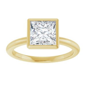 14K Yellow Gold 6.5x6.5 mm Square Bezel-Set Solitaire Engagement Ring. 127163:465:P