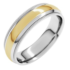 14K White/Yellow Gold 6 mm Milgrain Comfort-Fit Half Round Band. 58092:465:P