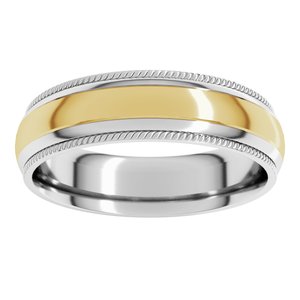 14K White/Yellow Gold 6 mm Milgrain Comfort-Fit Half Round Band. 58092:465:P