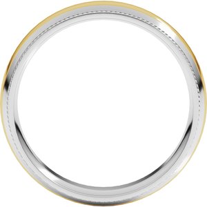 14K White/Yellow Gold 6 mm Milgrain Comfort-Fit Half Round Band. 58092:465:P