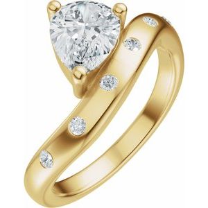 14K Yellow Gold 8x6 mm Pear 1/8 CTW Diamond Accented Engagement Ring. 689441:600:P