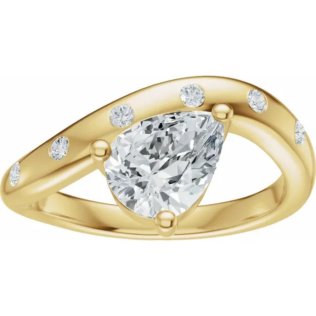 14K Yellow Gold 8x6 mm Pear 1/8 CTW Diamond Accented Engagement Ring. 689441:LG600:P