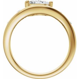 14K Yellow Gold 8x6 mm Pear 1/8 CTW Diamond Accented Engagement Ring. 689441:600:P