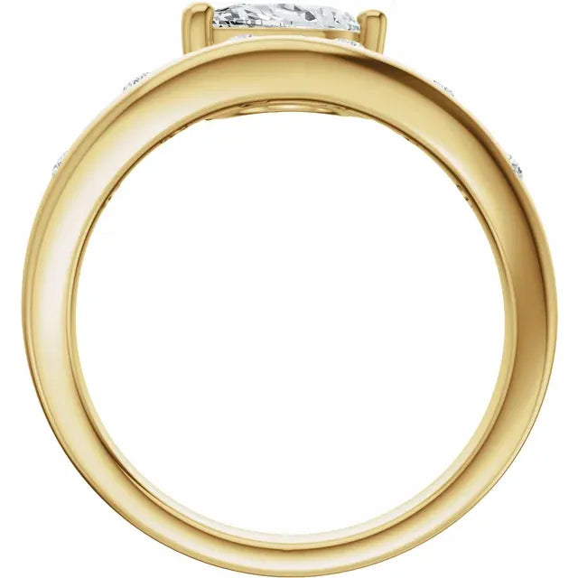 14K Yellow Gold 8x6 mm Pear 1/8 CTW Diamond Accented Engagement Ring. 689441:LG600:P