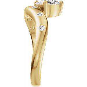 14K Yellow Gold 8x6 mm Pear 1/8 CTW Diamond Accented Engagement Ring. 689441:600:P