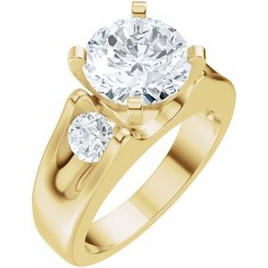14K Yellow Gold 8.2 mm Round 1/2 CTW Diamond Three-Stone Engagement Ring. 689436:618:P