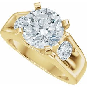 14K Yellow Gold 8.2 mm Round 1/2 CTW Diamond Three-Stone Engagement Ring. 689436:618:P