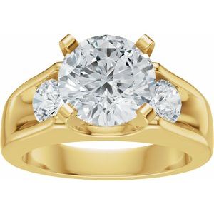 14K Yellow Gold 8.2 mm Round 1/2 CTW Diamond Three-Stone Engagement Ring. 689436:618:P