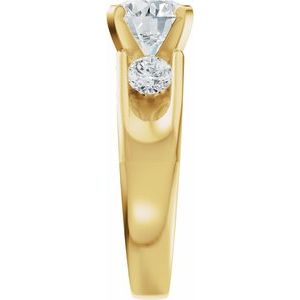 14K Yellow Gold 8.2 mm Round 1/2 CTW Diamond Three-Stone Engagement Ring. 689436:618:P