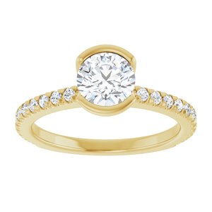 14K Yellow Gold 6 mm Round Half-Bezel Accented Engagement Ring. 127229:1006:P