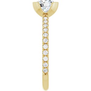 14K Yellow Gold 6 mm Round Half-Bezel Accented Engagement Ring. 127229:1006:P