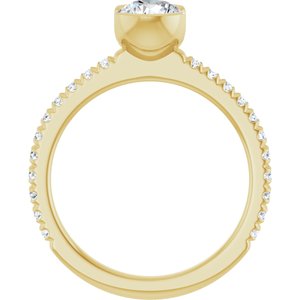 14K Yellow Gold 6 mm Round Half-Bezel Accented Engagement Ring. 127229:1006:P