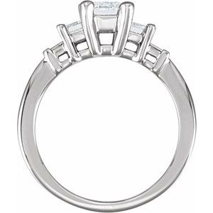 14K White Gold 7x5 mm Emerald 5/8 CTW Diamond Three-Stone Engagement Ring. 64922:5007:P