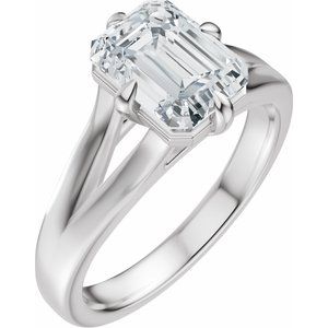 14K White Gold 8x6 mm Emerald Engagement Ring. 689416:510:P