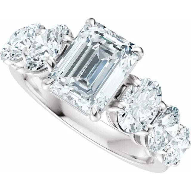 14K White Gold 10x8 mm Emerald 1 3/4 CTW Diamond Accented Engagement Ring. 689403:LG710:P