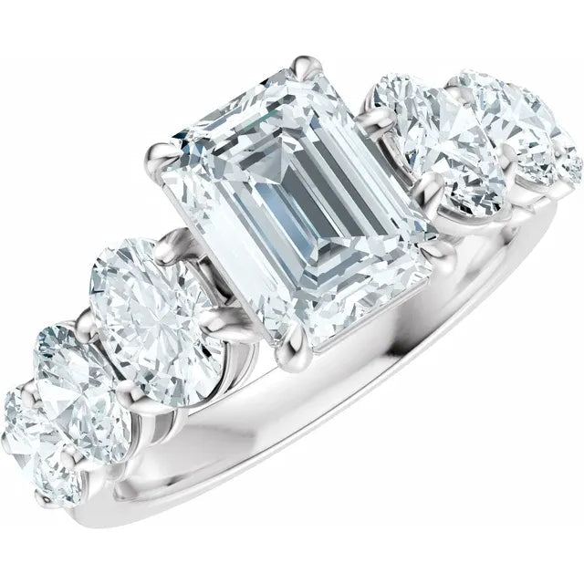 14K White Gold 10x8 mm Emerald 1 3/4 CTW Diamond Accented Engagement Ring. 689403:LG710:P
