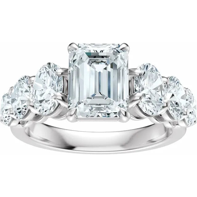 14K White Gold 10x8 mm Emerald 1 3/4 CTW Diamond Accented Engagement Ring. 689403:LG710:P