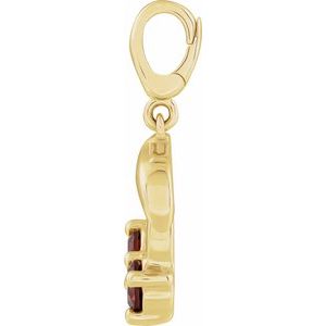 14K Yellow Gold Natural Mozambique Garnet Two-Stone Cherry Charm/Pendant