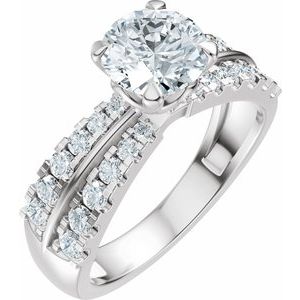 14K White Gold 6.5 mm Round 1/2 CTW Diamond Accented Engagement Ring. 689446:628:P