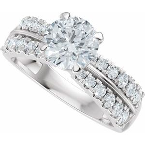 14K White Gold 6.5 mm Round 1/2 CTW Diamond Accented Engagement Ring. 689446:628:P