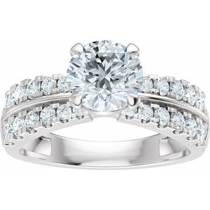 14K White Gold 6.5 mm Round 1/2 CTW Diamond Accented Engagement Ring. 689446:628:P