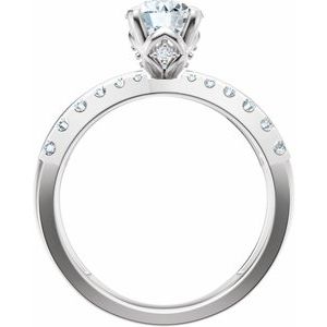 14K White Gold 6.5 mm Round 1/2 CTW Diamond Accented Engagement Ring. 689446:628:P