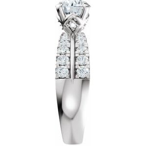 14K White Gold 6.5 mm Round 1/2 CTW Diamond Accented Engagement Ring. 689446:628:P