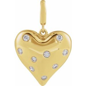 14K Yellow Gold 1/6 CTW Diamond Puffy Heart Charm/Pendant