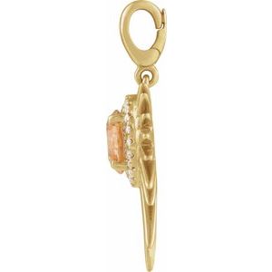 14K Yellow Gold Natural Citrine & 1/10 CTW Diamond Halo-Style Sun Charm/Pendant