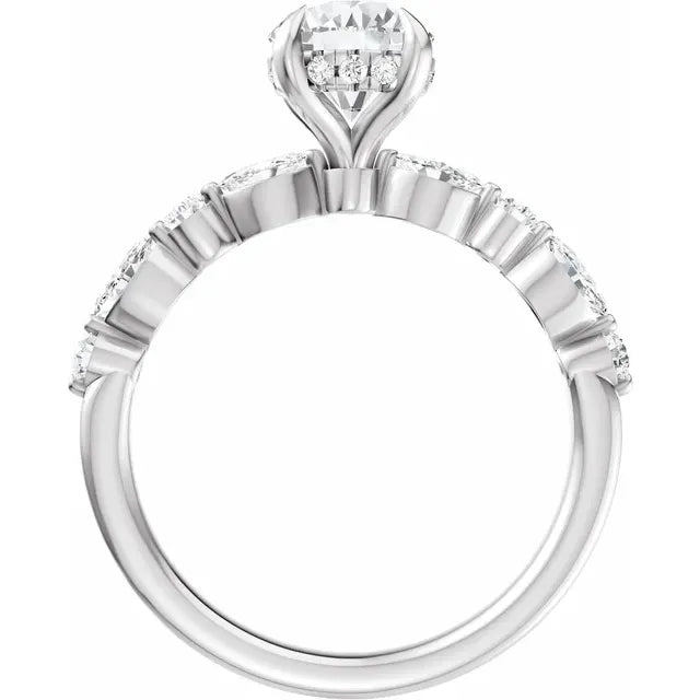 14K White Gold 6.5 mm Round 1/2 CTW Diamond Accented Engagement Ring. 689420:LG719:P