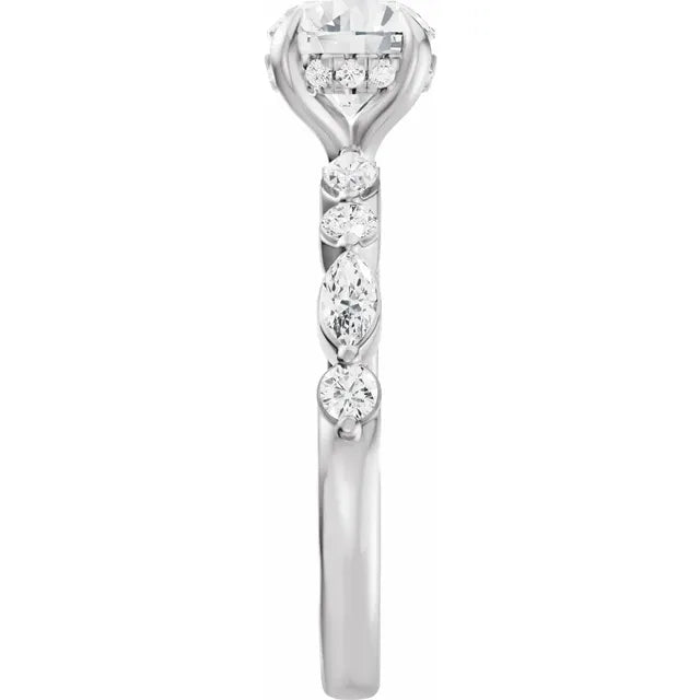 14K White Gold 6.5 mm Round 1/2 CTW Diamond Accented Engagement Ring. 689420:LG719:P