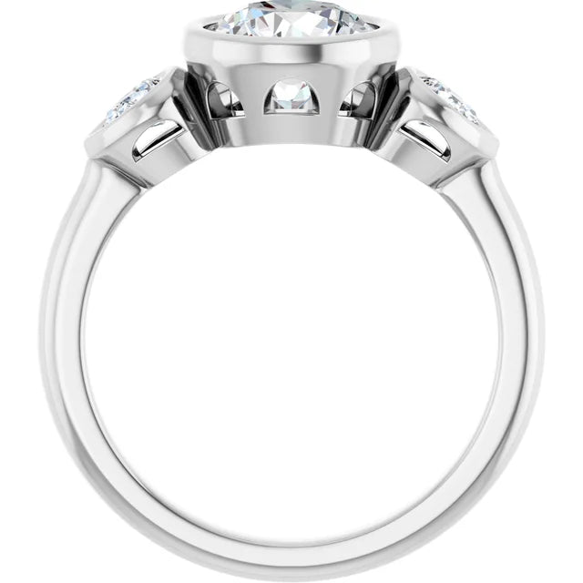 14K White 7.4 mm Round Engagement Ring
