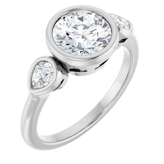 14K White 7.4 mm Round Engagement Ring