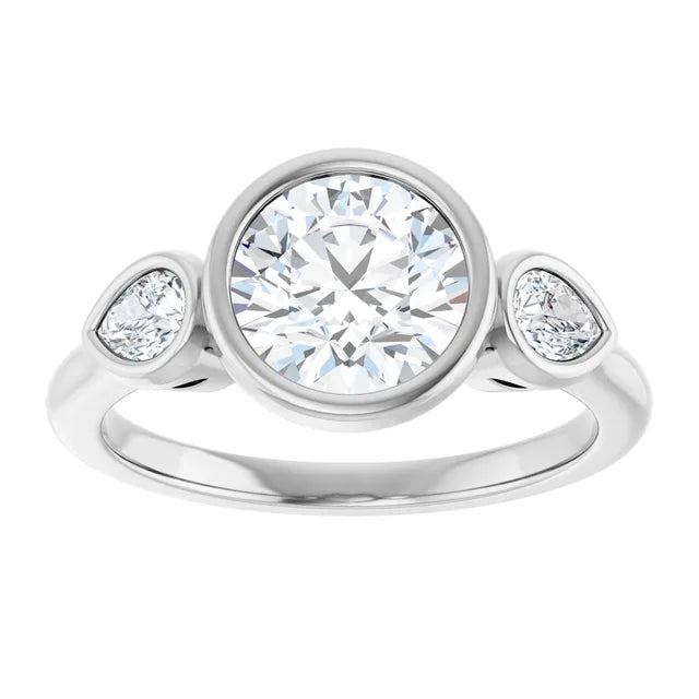 14K White 7.4 mm Round Engagement Ring