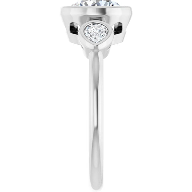 14K White 7.4 mm Round Engagement Ring