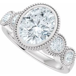 14K White Gold 9x7 mm Oval 5/8 CTW Diamond Bezel-Set Hidden Halo-Style Accented Engagement Ring. 689411:619:P