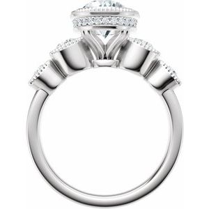 14K White Gold 9x7 mm Oval 5/8 CTW Diamond Bezel-Set Hidden Halo-Style Accented Engagement Ring. 689411:619:P