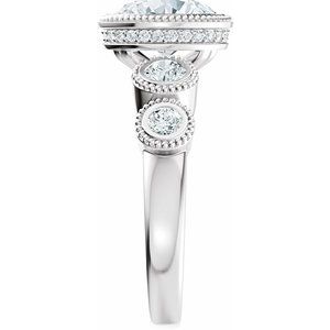 14K White Gold 9x7 mm Oval 5/8 CTW Diamond Bezel-Set Hidden Halo-Style Accented Engagement Ring. 689411:619:P