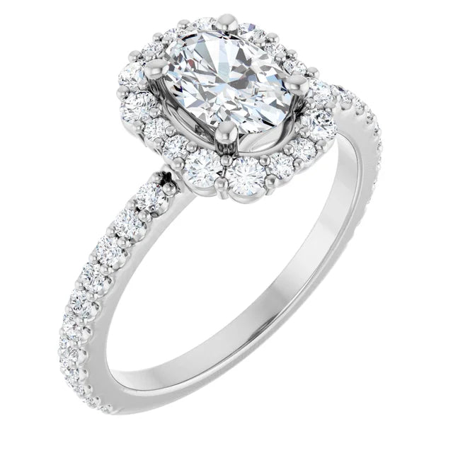 14K White 7x5 mm Oval Engagement Ring